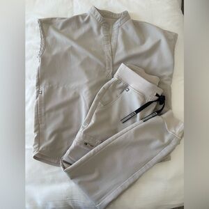 Figs Technical Collection Scrub Top and pants set in Light Taupe